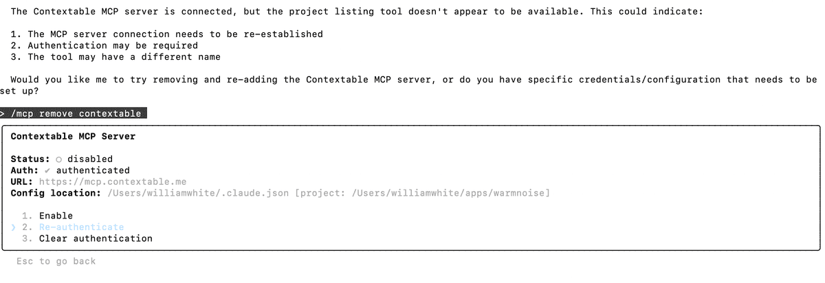 Claude Code /mcp command showing connected MCP servers and tools