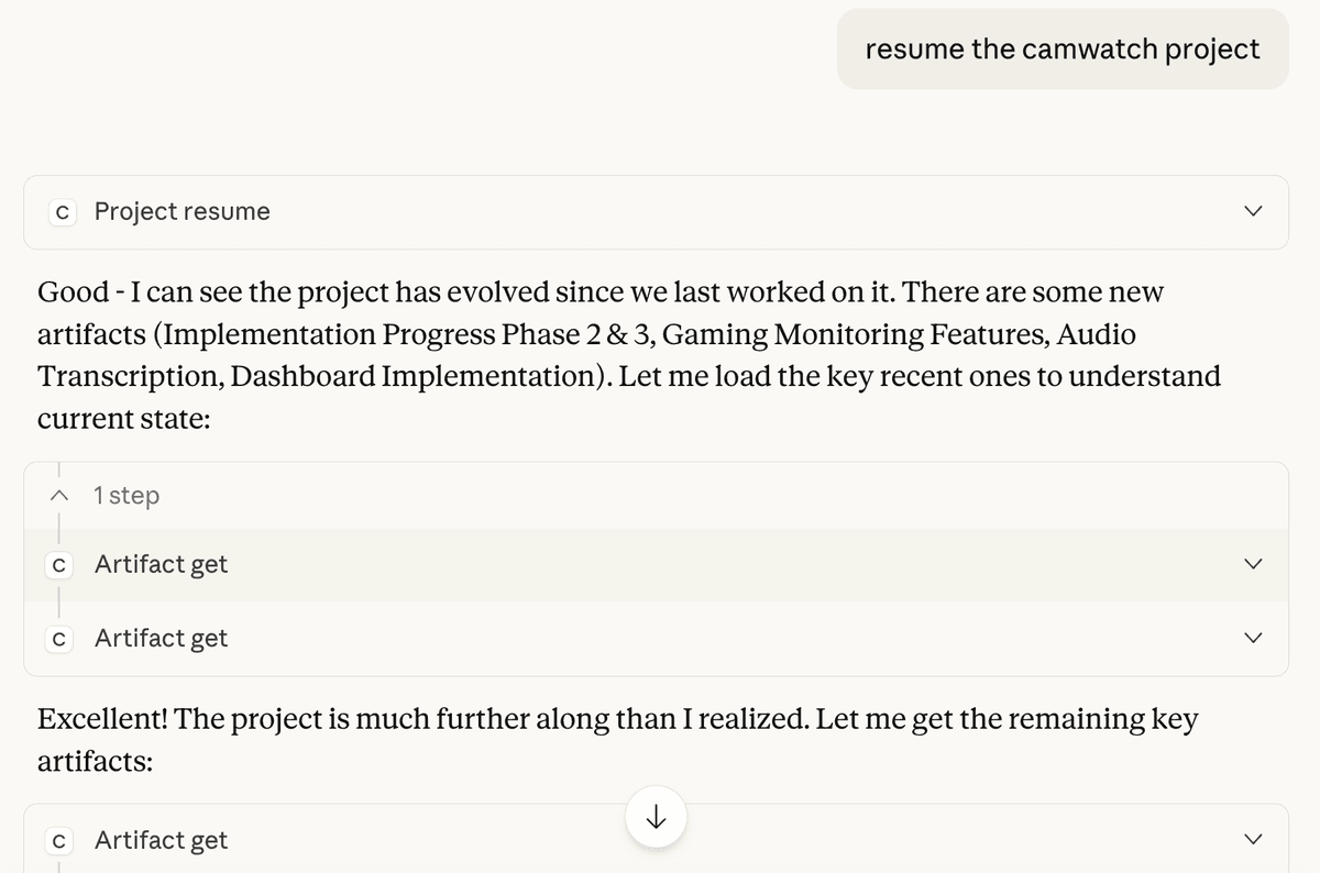 AI resuming project context