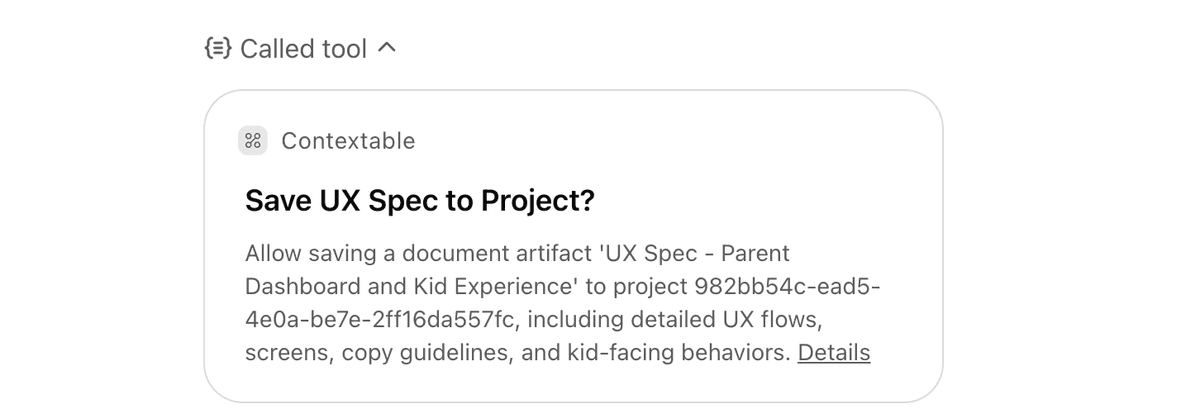 ChatGPT showing Contextable save command in action